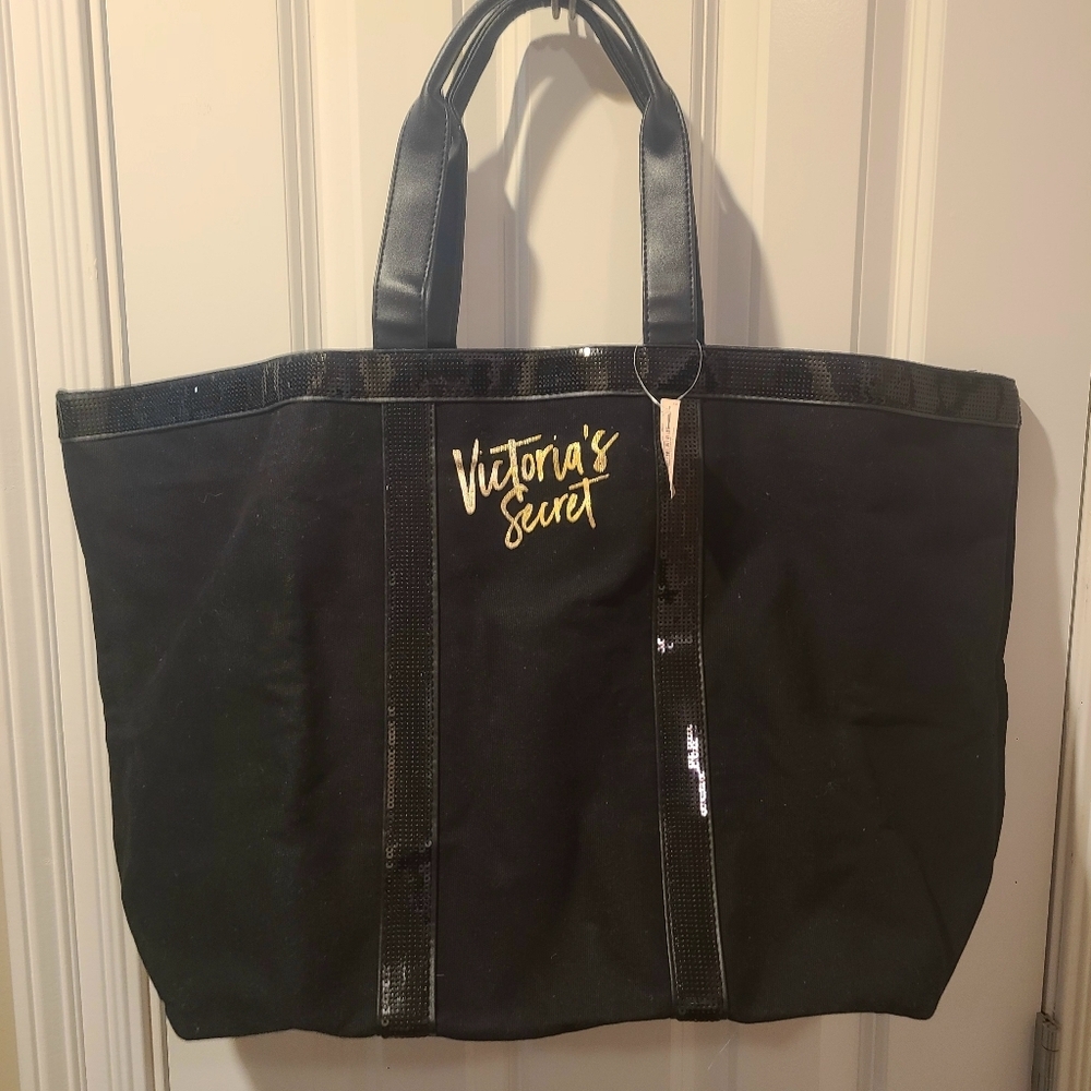 Victoria's Secret Black Tote with Gold Logo